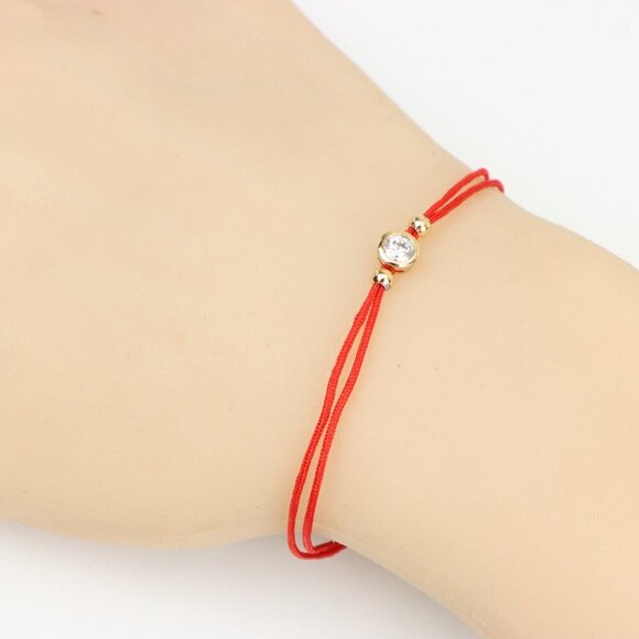 "Minimal Red String Bracelet with Center Stone, XPBL0786 - Picture 6 of 12